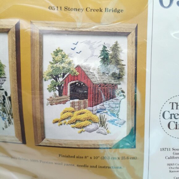 Creative Circle Needlepoint Kit Stoney Creek Covered Bridge 0511 Sealed Vintage - Picture 2 of 3